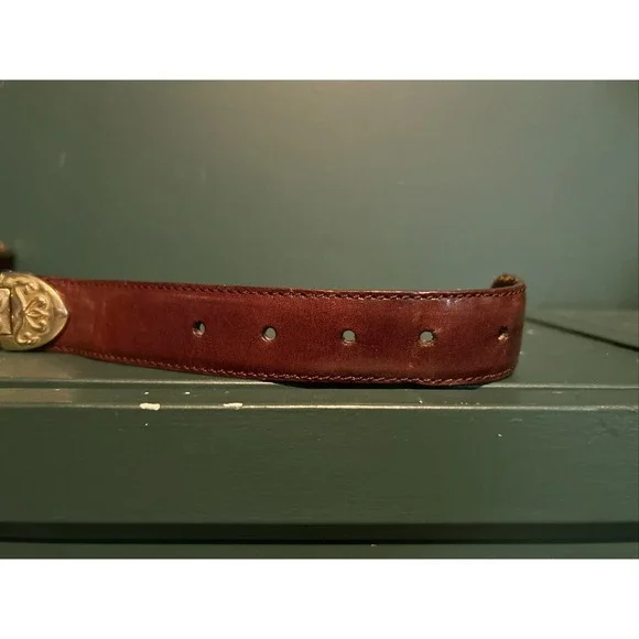 Fossil Brown Leather Women's Belt w Brass Accents and Buckle Sz S - Picture 4 of 10